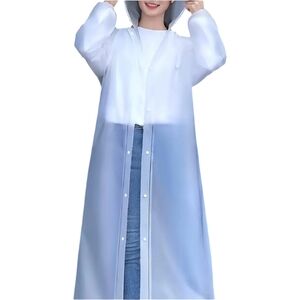 EVA Women's Portable Raincoat, Windproof And Waterproof  Transparent White